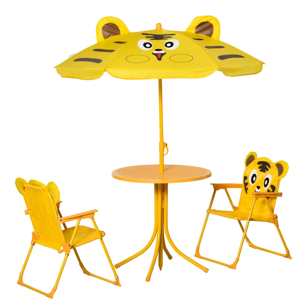 Set tavolo e sedie da giardino per bambini ¨C Zephmum ¨C giallo, metallo, pieghevole