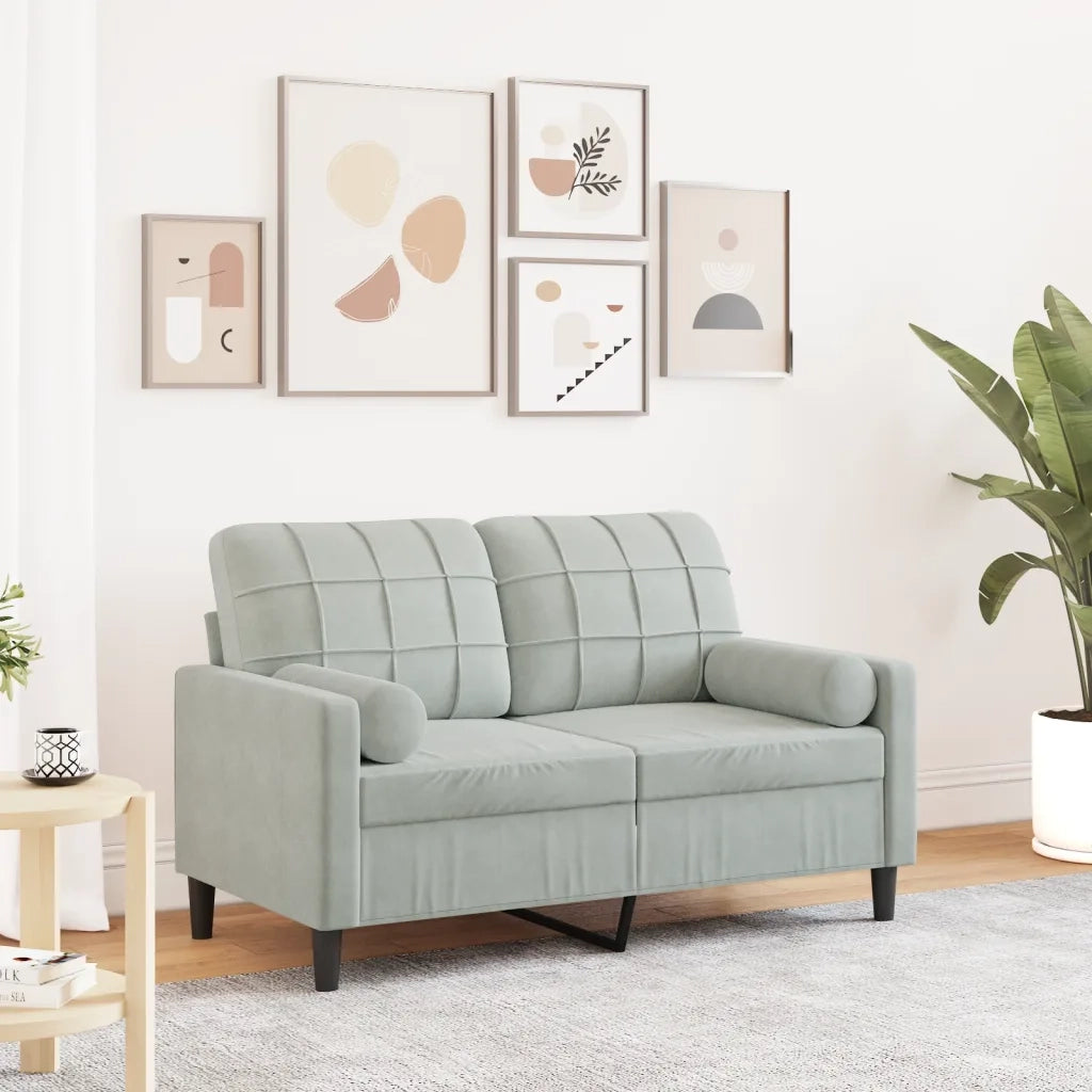 Divano a 2 Posti con Cuscini-Sofa 2 Posti con Cuscini Grigio Chiaro 120 cm in Velluto 788118