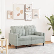 Divano a 2 Posti con Cuscini-Sofa 2 Posti con Cuscini Grigio Chiaro 120 cm in Velluto 788118