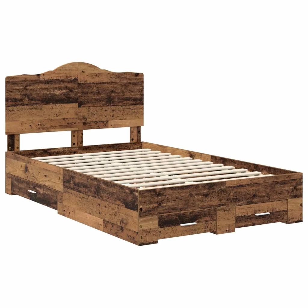 Letto matrimoniale | Letto per adulti | Struttura del letto con testiera Legno vecchio 120 x 190 cm