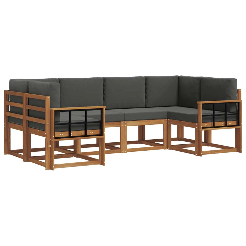 Set di divani da esterno con cuscino 6 pcs Naturale e Antracite 3366895