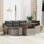 Set Divano da Giardino 7 pcs Grigio Poly Rattan