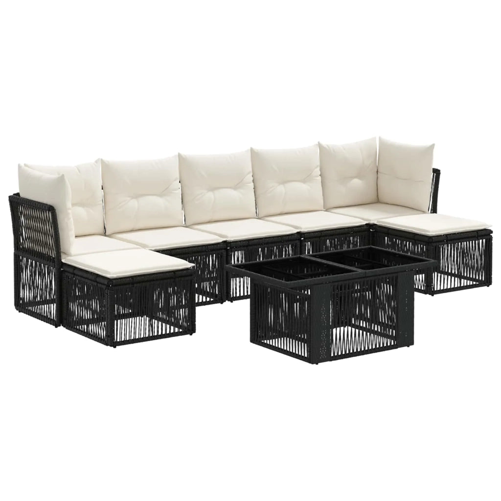 Set Divano da Giardino 8 pz Nero polyrattan 3436510