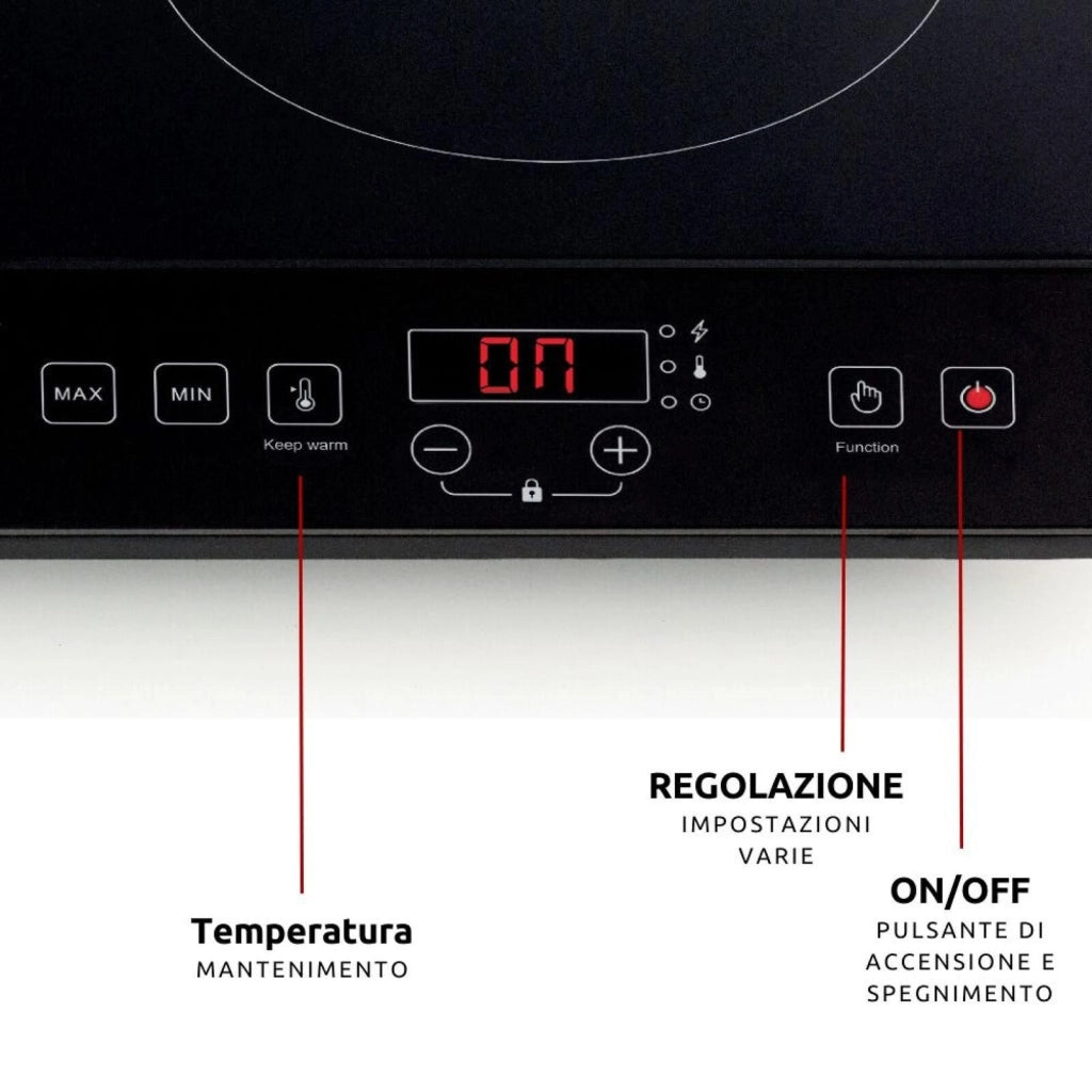 Ariete 1998 Piano cottura a induzione portatile doppio 58 cm 2 zone 3500W 12 livelli di potenza Touch Timer vetroceramica colore Nero