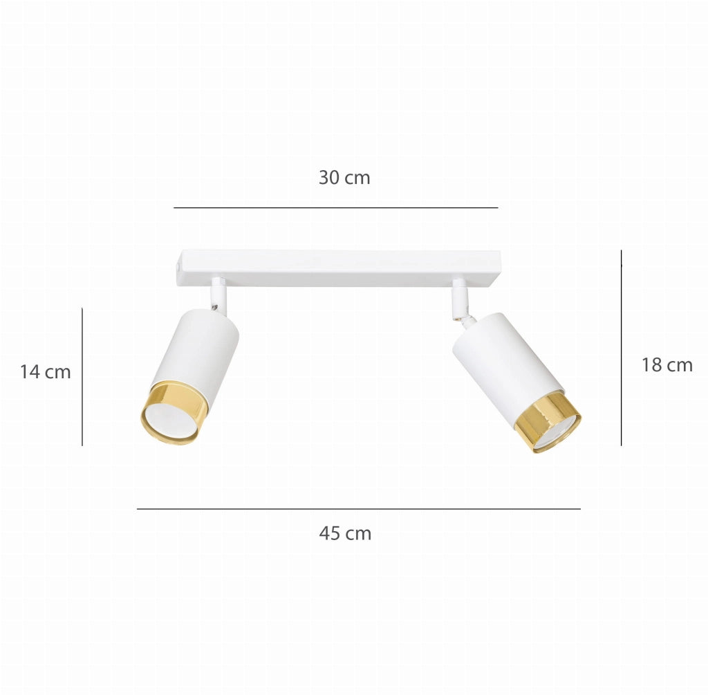 Plafoniera Emibig HIRO 2 luci GU10 bianco oro orientabile