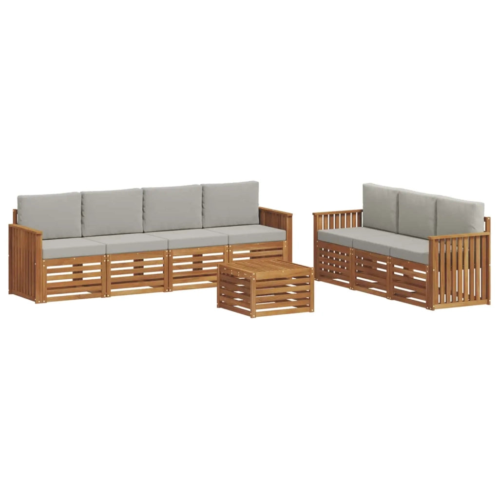 Set divani con cuscino 8 pcs Grigio Naturale e Chiaro 3374486