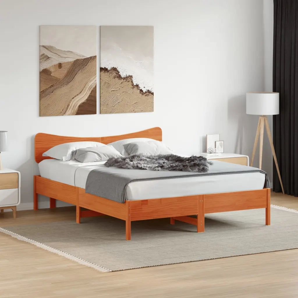 Testiera | Testata Marrone Cera 150 cm in Legno Massello di Pino