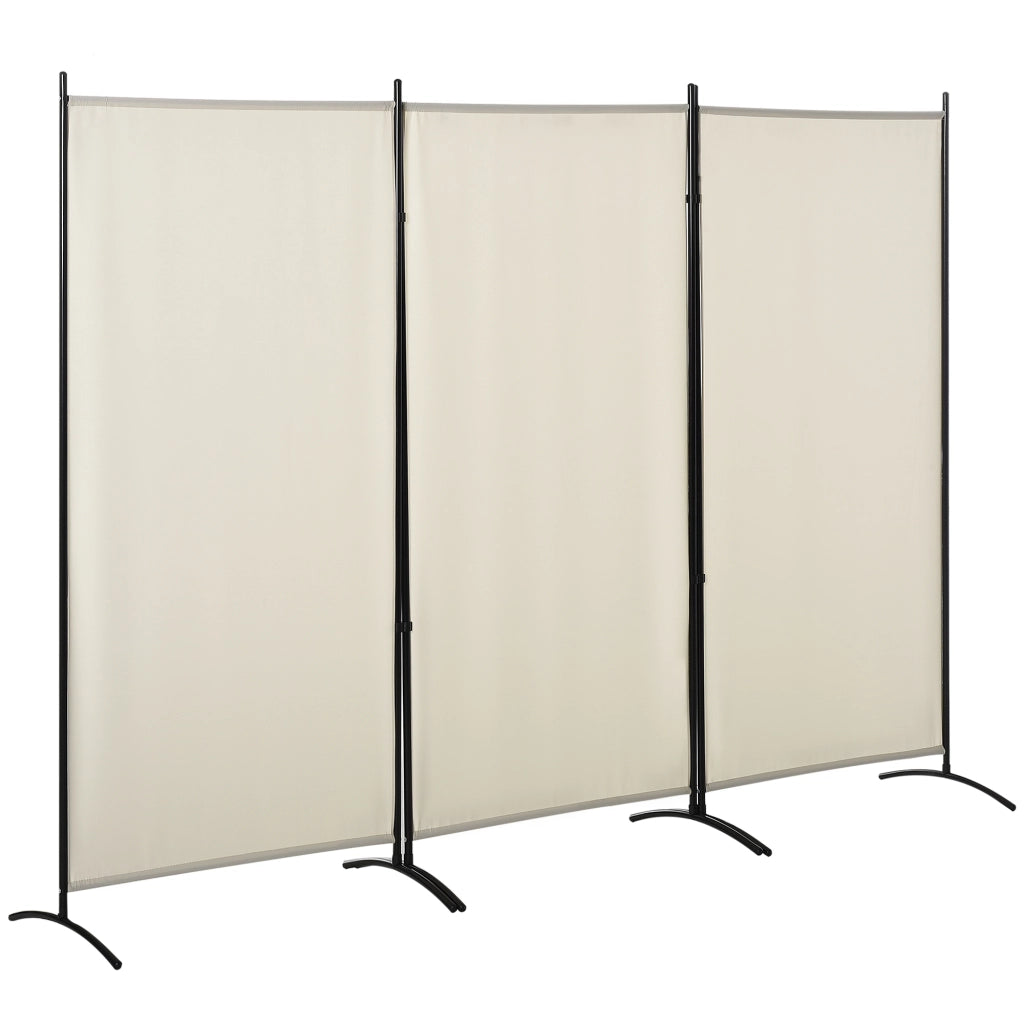 Paravento Separ¨¦ 3 Pannelli ¨C Xylo ¨C Metallo e Poliestere Beige 253x50x182cm