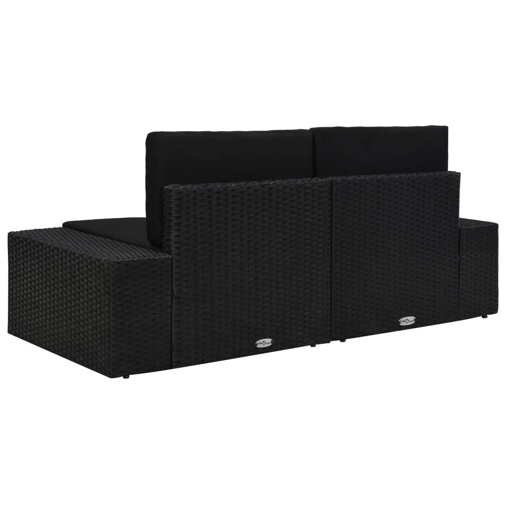 Divano Modulare a 2 Posti in Polyrattan Nero 49505