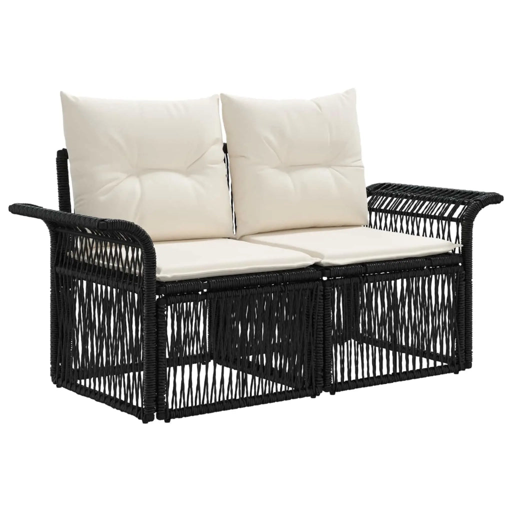 Set Divano da Giardino 7 pz Nero e Bianco Crema polyrattan 3436639