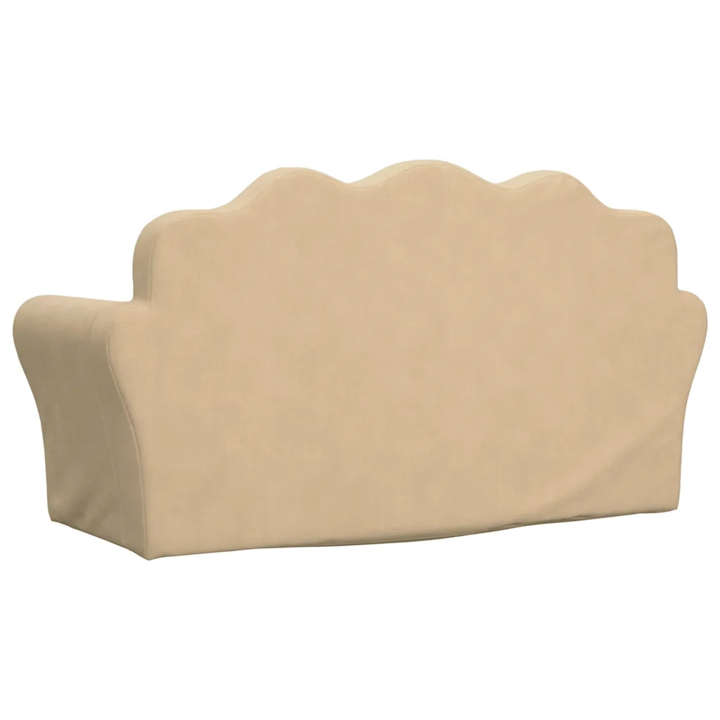 Divano per Bambini a 2 Posti Crema in Morbido Peluche 357049