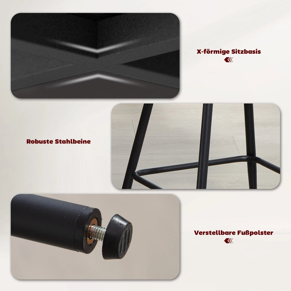 Sgabello da bar imbottito con schienale e poggiapiedi ¨C Minimal ¨C grigio chiaro