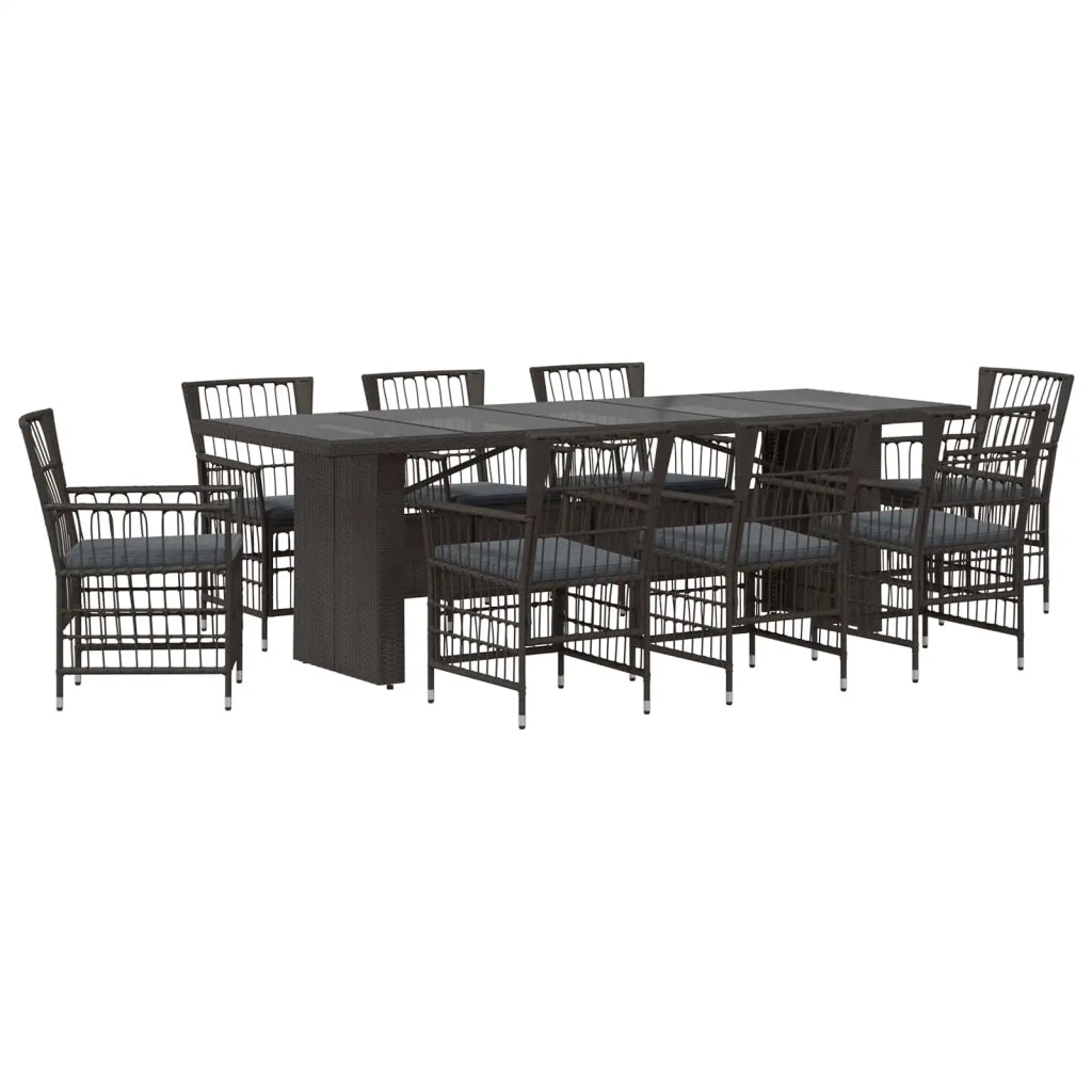 Set da pranzo per esterni 9 pz Nero polyrattan 3448944