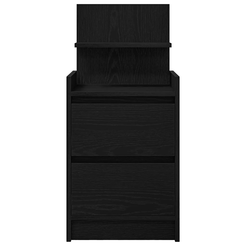 Comodino | Armadio da Notte | Mobiletto da notte con 2 Cassetti Nero 38x34x80 cm