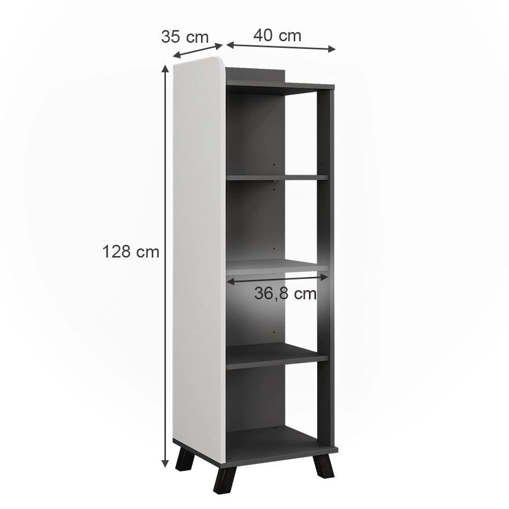 Vicco Mensola da bagno Antracite/bianco 40 x 128 cm con 4 scomparti
