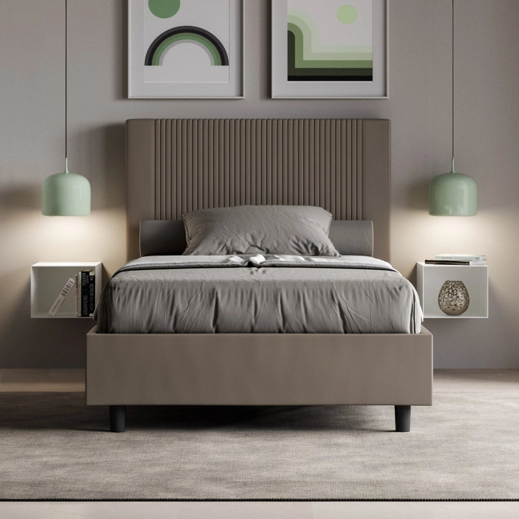 Letto 1 Piazza e Mezzo 120x200 cm Senza Rete Goya Cappuccino