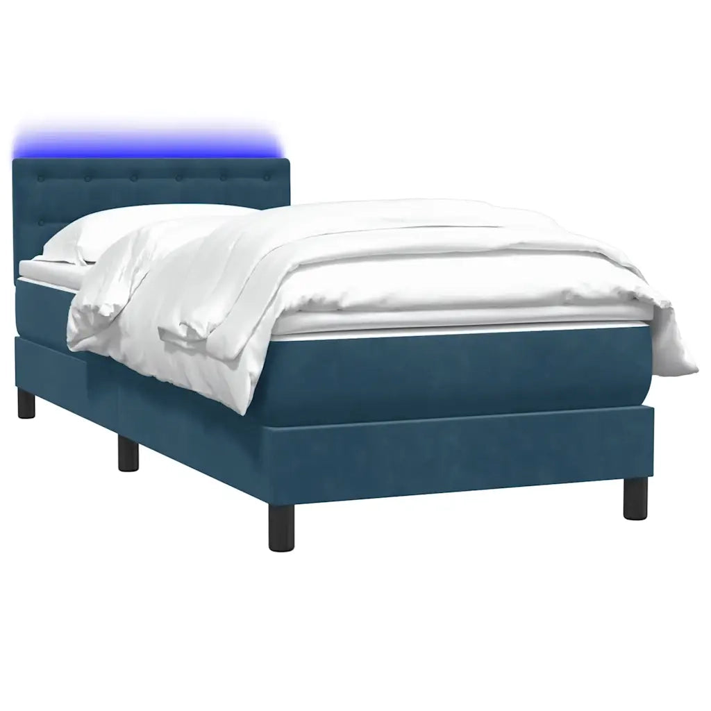 Letto a Molle con Materasso e LED Blu Scuro 80x210 cm Velluto 3317245