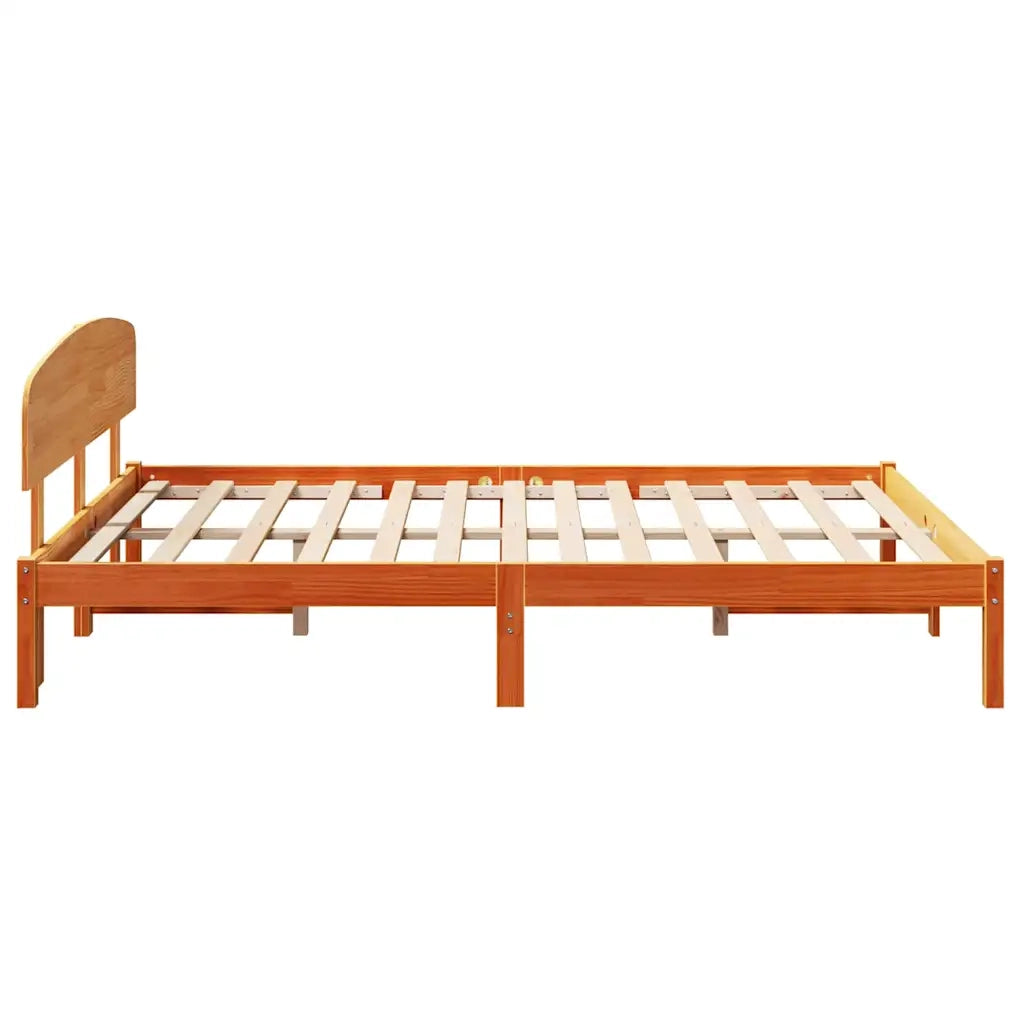 Letto matrimoniale | Letto per adulti | Struttura del letto Marrone cerato 140 x 200 cm Pino massello