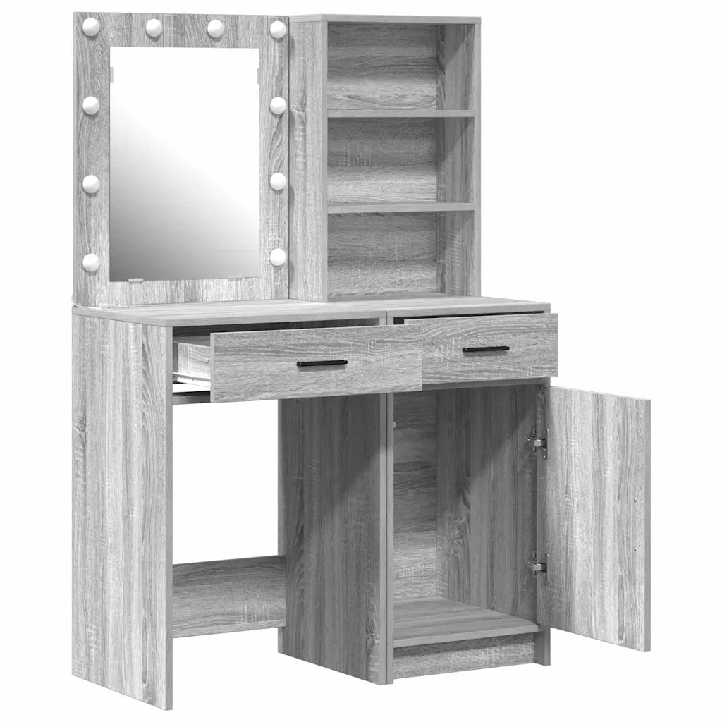 Set da tavolo da trucco con LED con porta 2 pcs Grigio Sonoma 3334277