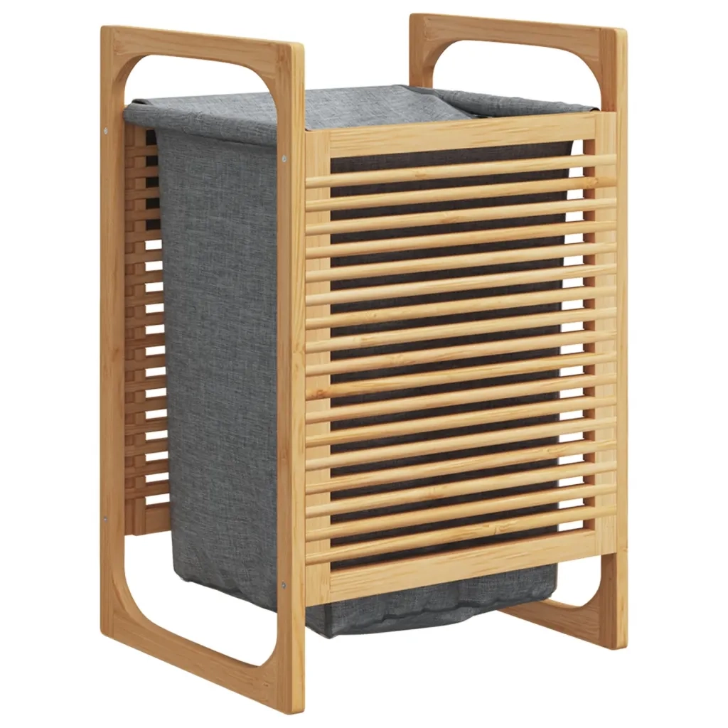Cesto per il Bucato con Borsa Grigia 32x30x36,5 cm in Bamb¨´ CFW4281736