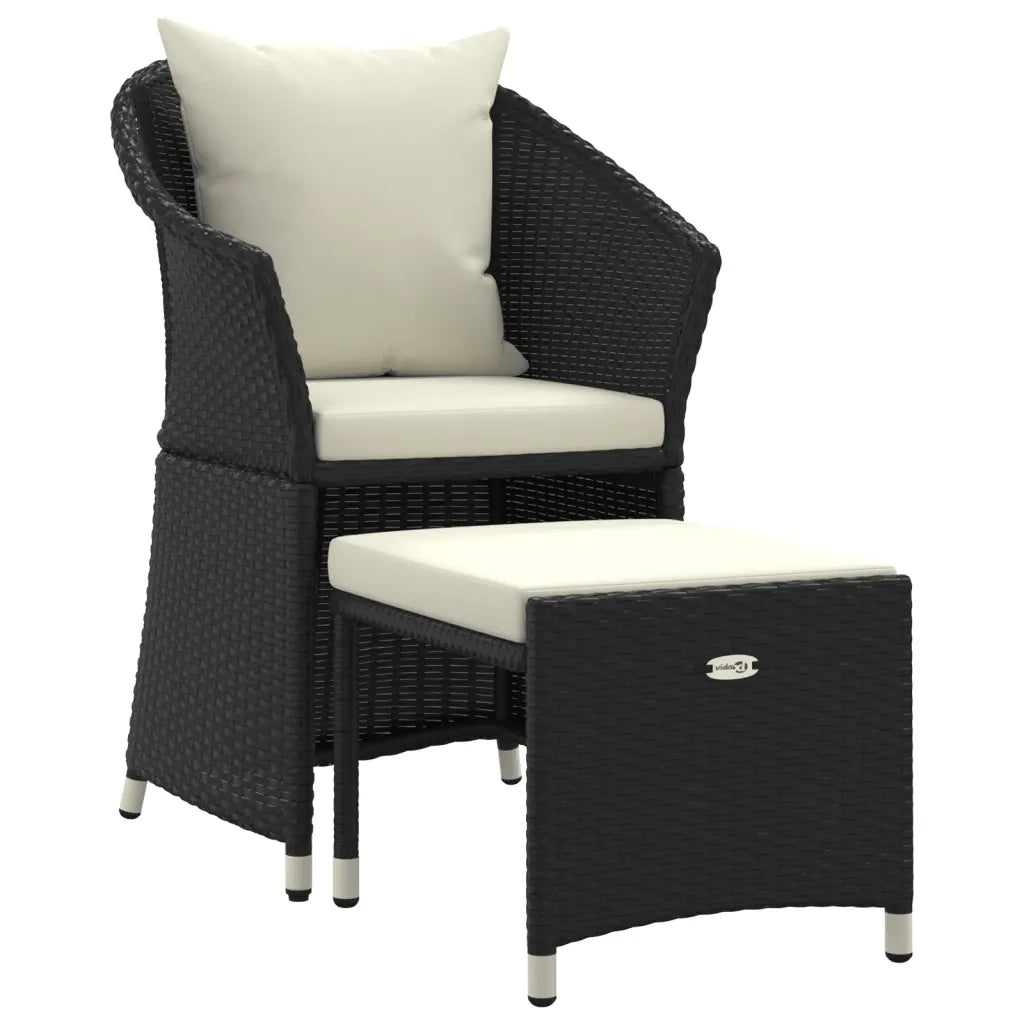 Set da Giardino 2 pz con Cuscini Nero in Polyrattan 319684