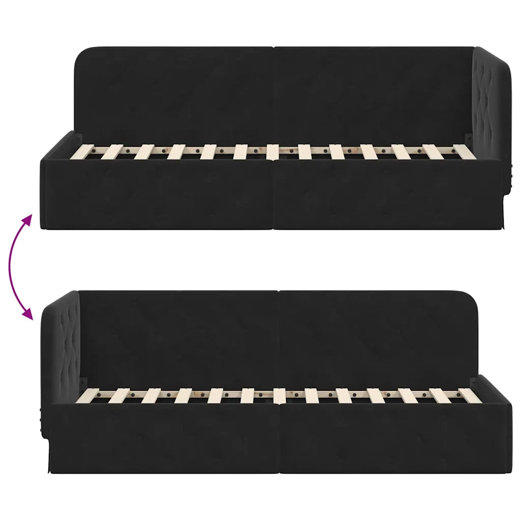 Cornice del letto ad angolo Nero 80 x 200 cm Velluto 42016518