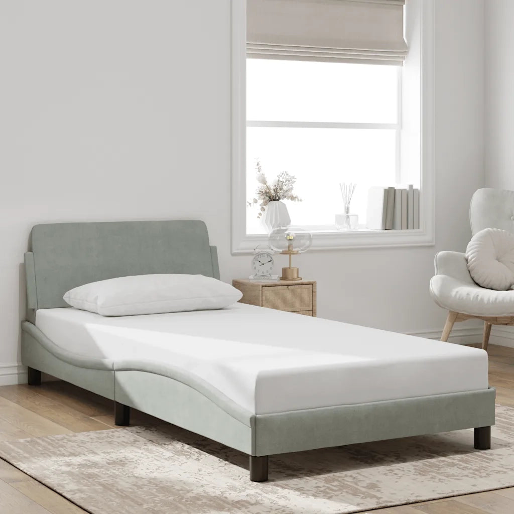 Giroletto con Testiera Grigio Chiaro 100x200 cm in Vellutocod mxl 115581