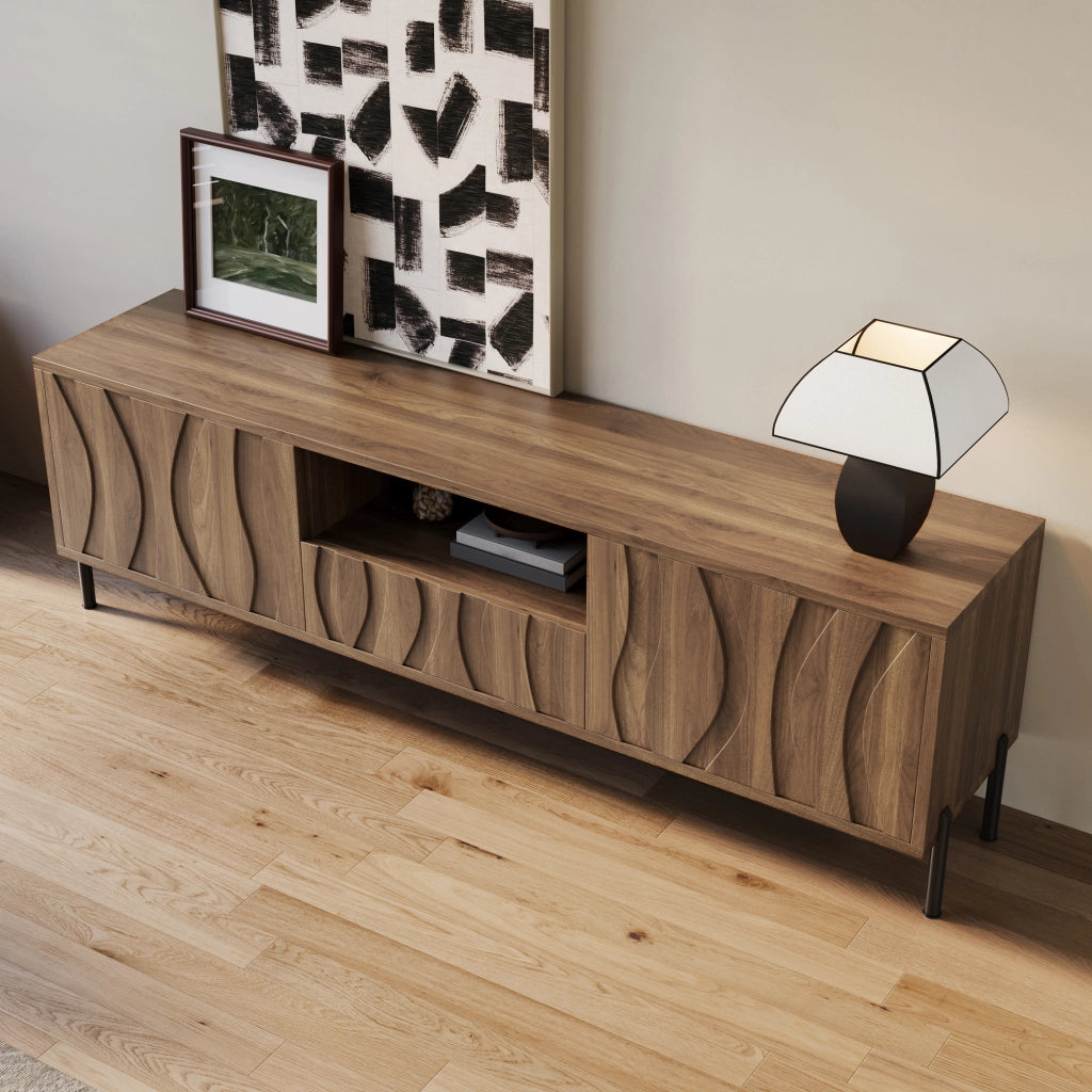 Cassettiera TV naturale in MDF lunghezza 160 cm