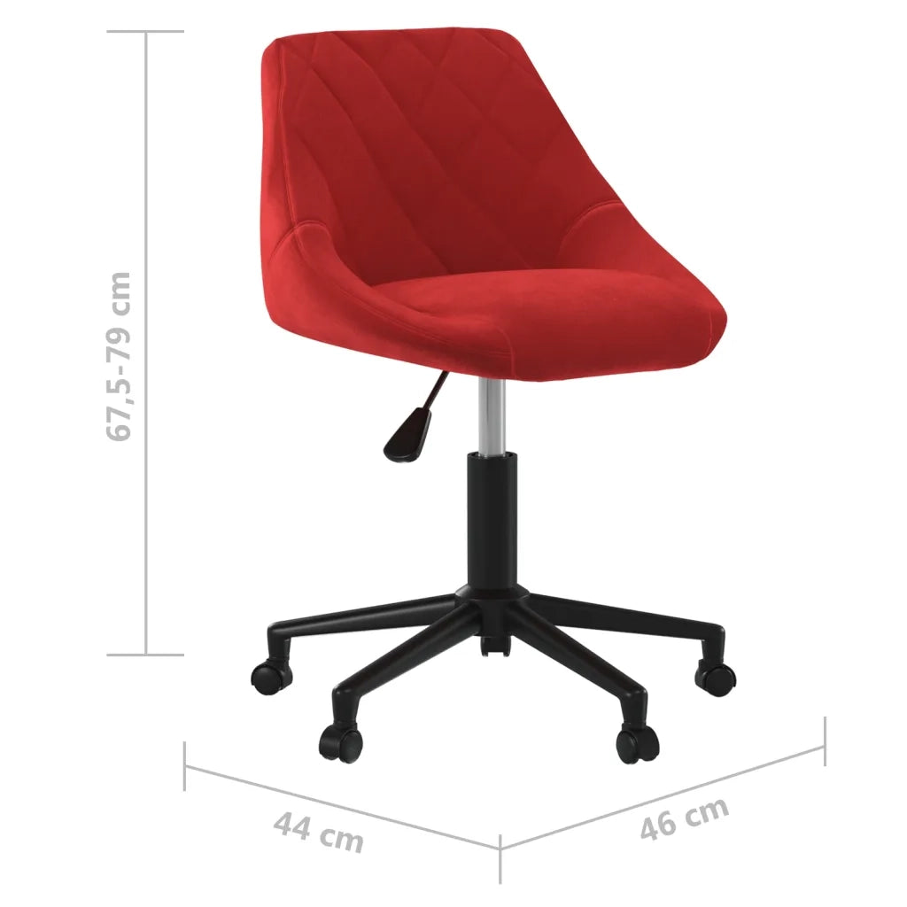 Sedia Girevole da Ufficio Rosso Vino in Velluto 335490