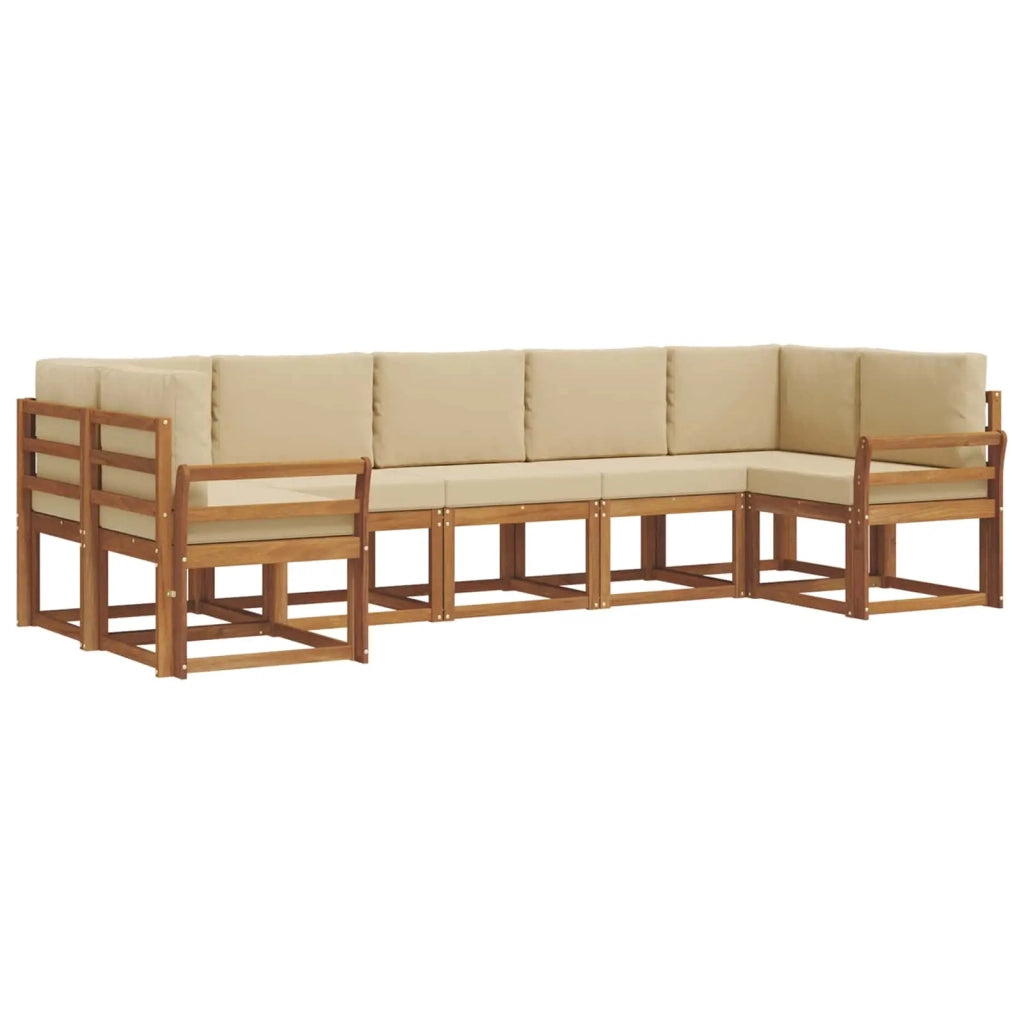 Set di divani da esterno con cuscino 7 pcs Naturale e Beige 3366921