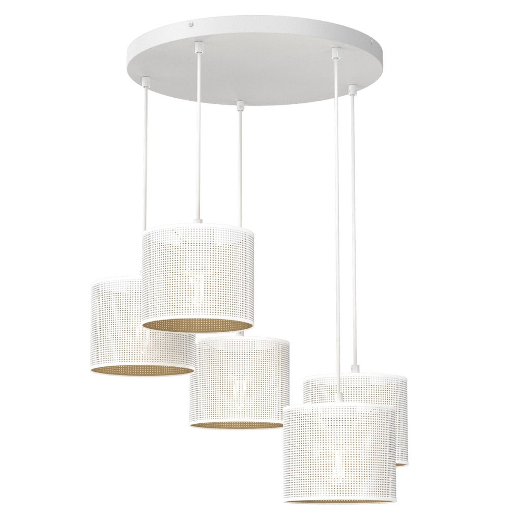 Lampada sospensione Luminex Loft Shade 5 luci bianco oro