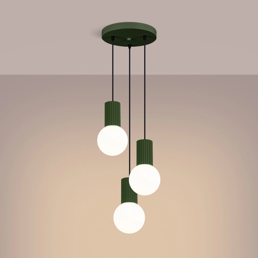Lampada a sospensione HALO 3P verde oliva