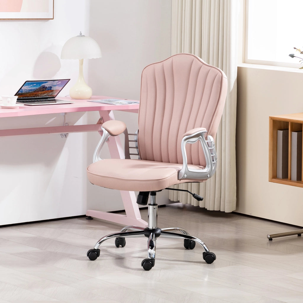 Sedia da Ufficio Girevole Regolabile con Schienale e Braccioli ¨C zephmum ¨C Rosa