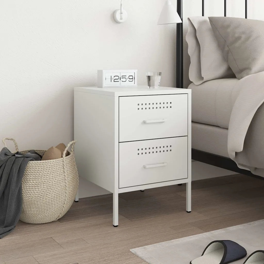 Comodino Bianco 36x39x50,5 cm in Acciaio 842932