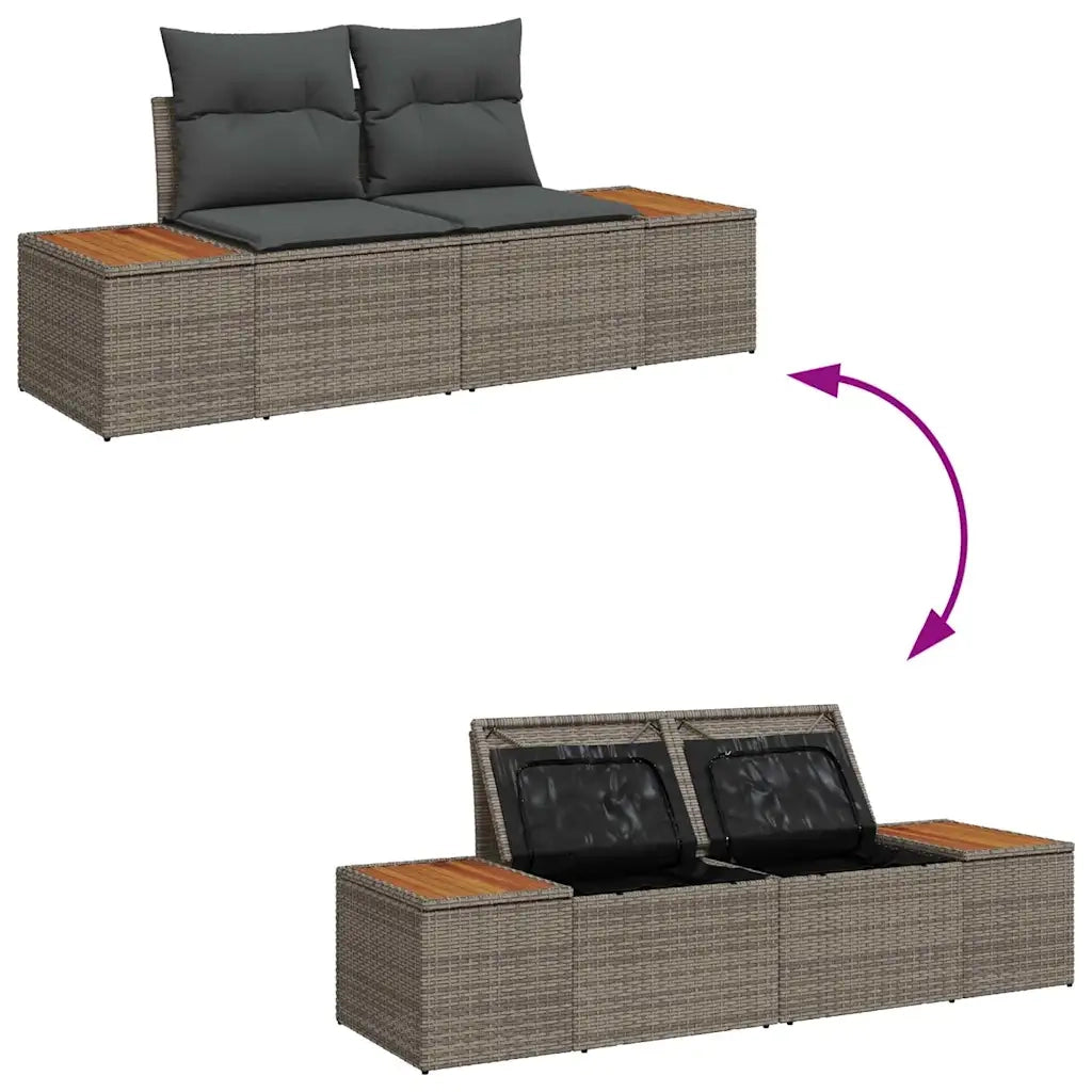 Set Divano da Giardino 9 pcs Grigio Poly Rattan 3356724