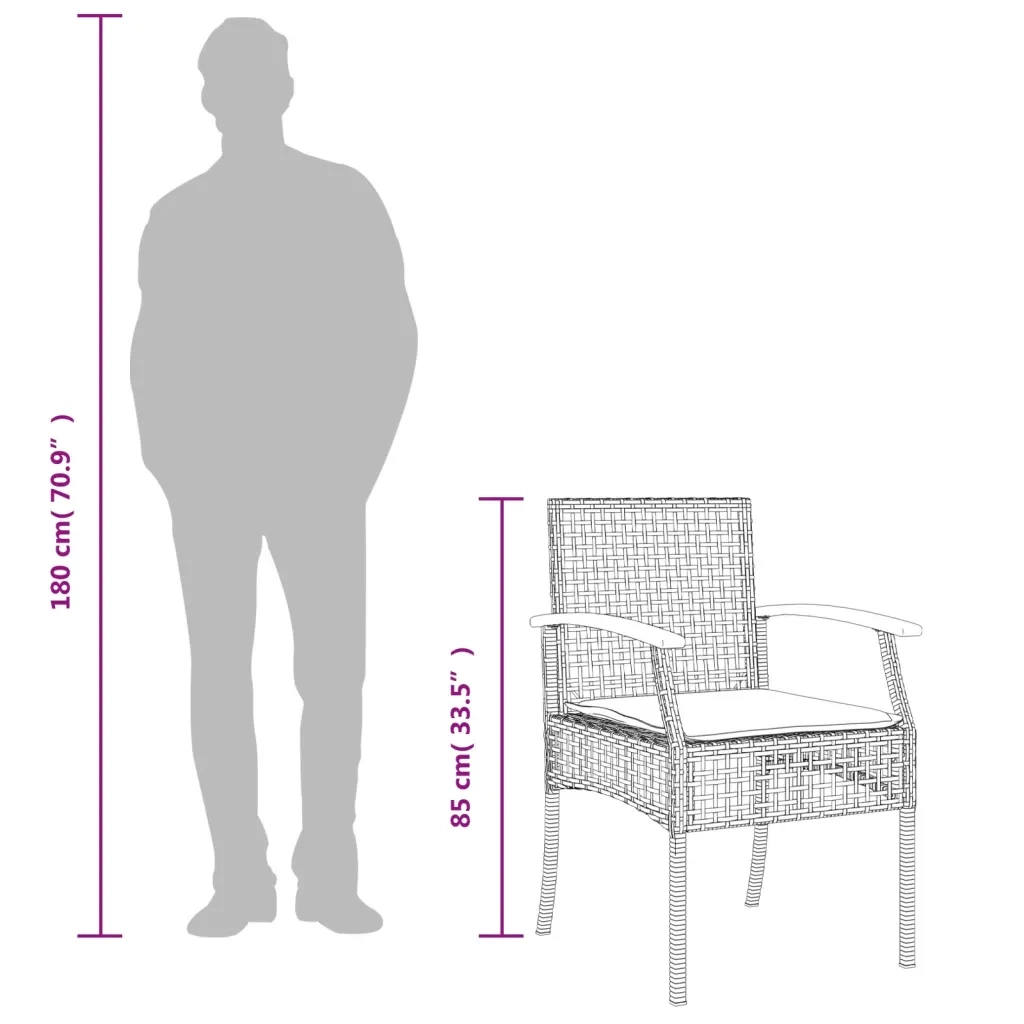 Set da Pranzo da Giardino 5 pz con Cuscini Beige in Polyrattan 3213632