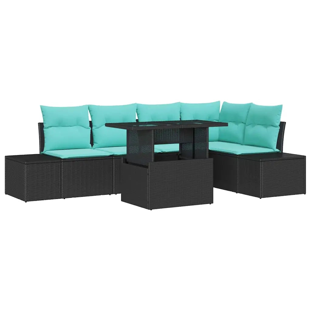 Set Divano da Giardino 6 pz Nero polyrattan 3357929