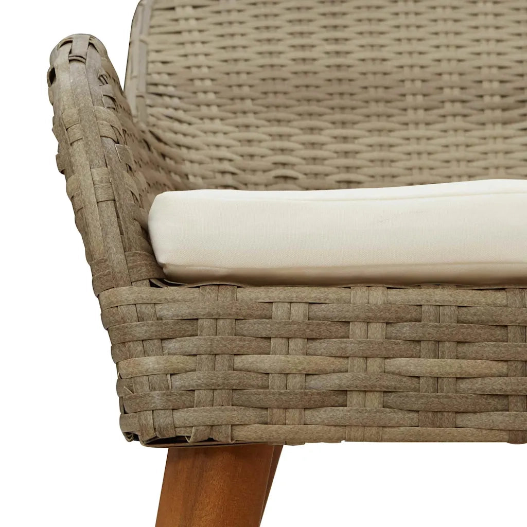 Set da Pranzo per Giardino con cuscino 7 pcs Beige polyrattan 3261629