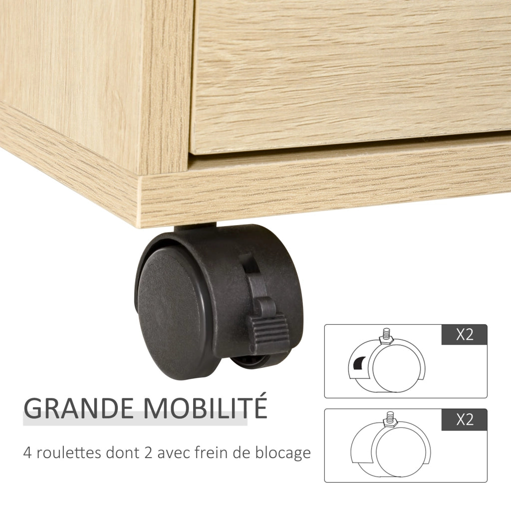 Scrivania con cassetti ¨C Minimal ¨C Legno chiaro 4 cassetti ruote