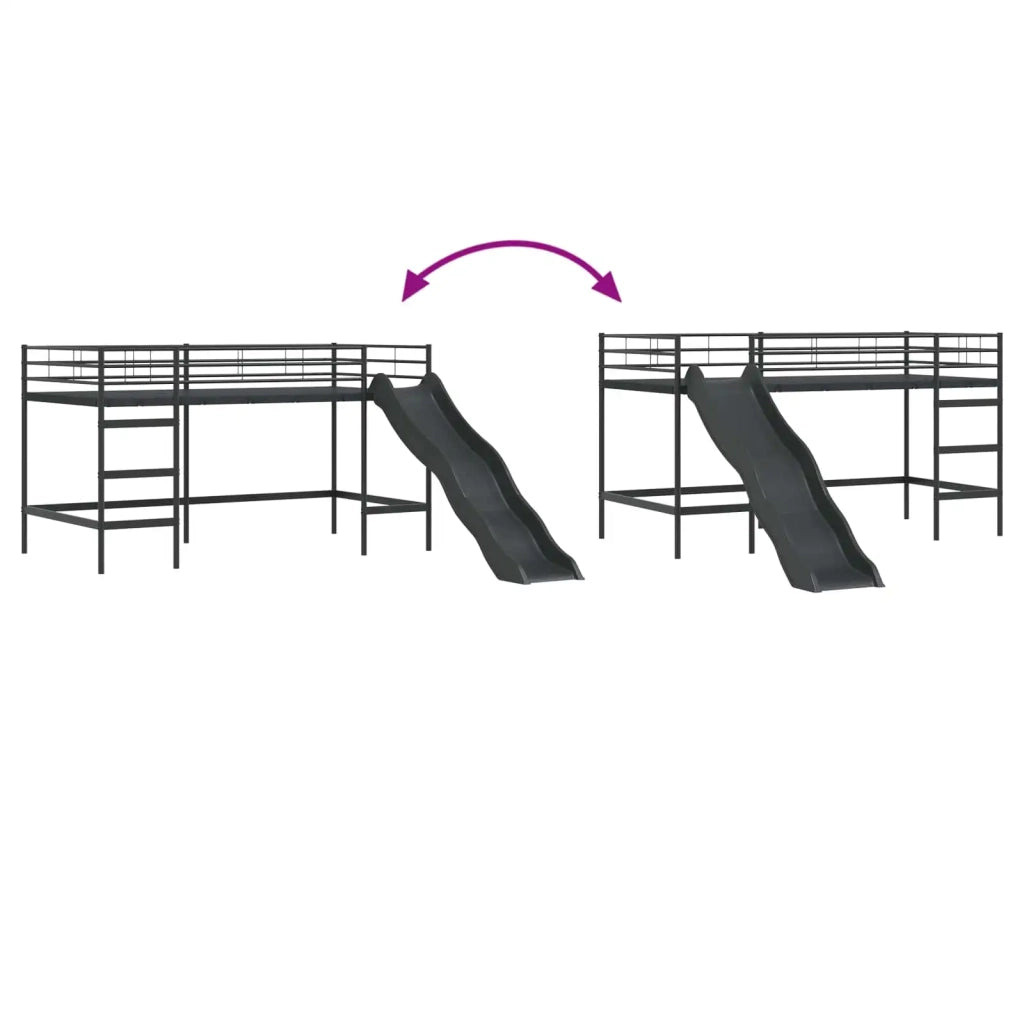 Letto loft per bambini con scivolo Nero e antracite 42020778