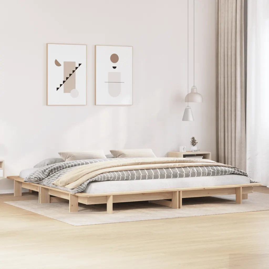 Letto senza Materasso-Struttura Letto 180x200 cm in Legno Massello di Pino 381139
