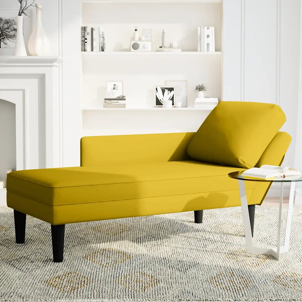 Sdraio con Cuscino e Bracciolo Destro in Velluto Giallo 4009813