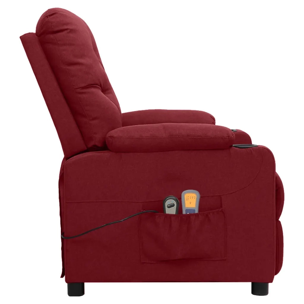 Poltrona Massaggiante Elettrica Rosso Vino in Tessuto 3098854