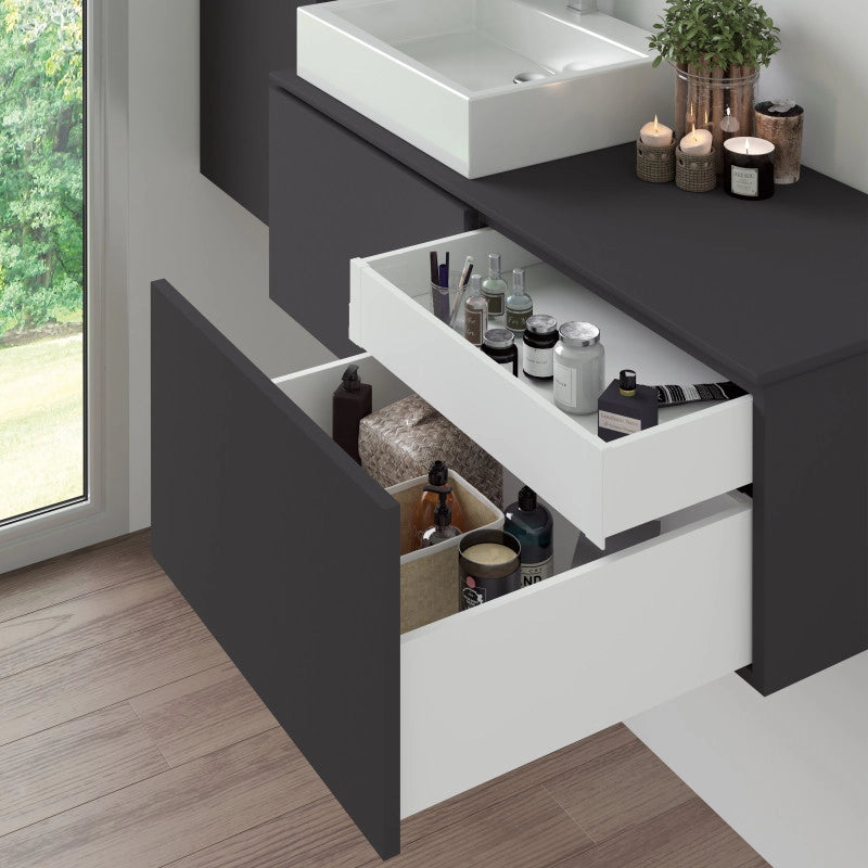 Cassetto esterno Vertex con regolazione 3D altezza 178mm, 40kg, profondità 450mm, Acciaio, Verniciato alluminio
