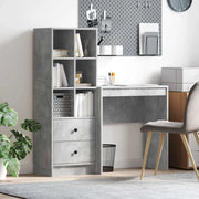 Scrivania con cassetto con lo scaffale 2 pcs Grigio cemento 3337308