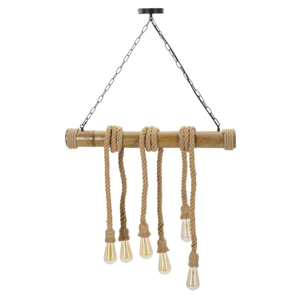 Lampada a Sospensione VKH74, Marrone, Corda, 80x15x120 cm