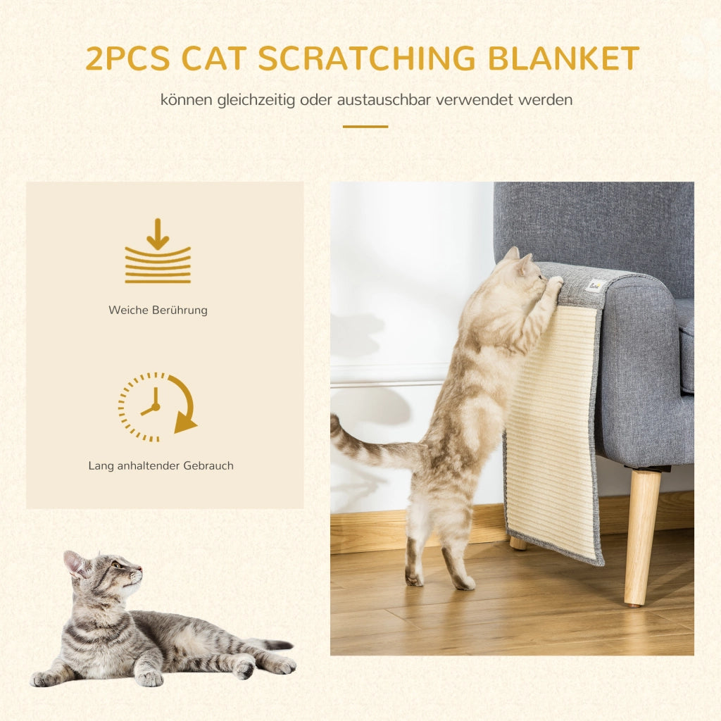 Tappetini per Gatti 2 Pezzi ¨C Minimal ¨C Grigio 130x45 cm