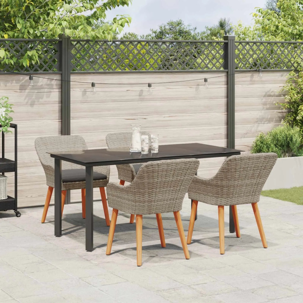 Set da Pranzo per Giardino 5 pz Grigio chiaro polyrattan 3261715