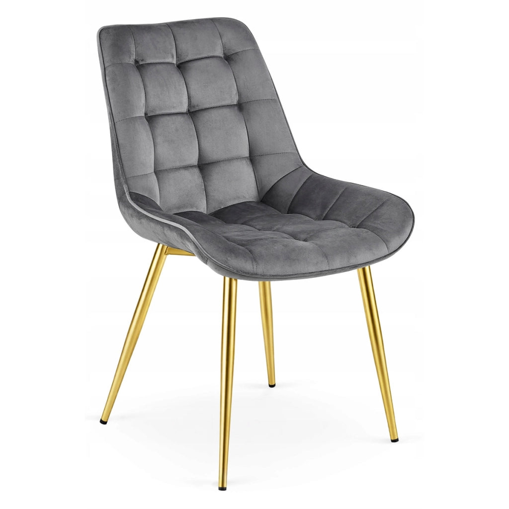 Sedia Bera in Velluto Grigio Antracite con Gambe Oro