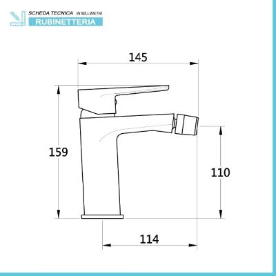 Miscelatore bidet nero opaco in ottone con piletta inclusa  Erika